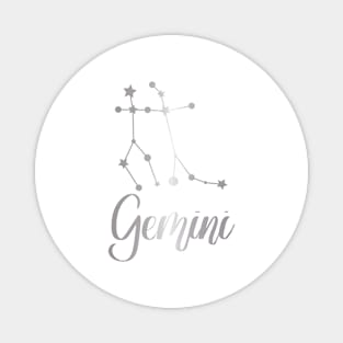 Gemini Zodiac Constellation in Silver Magnet